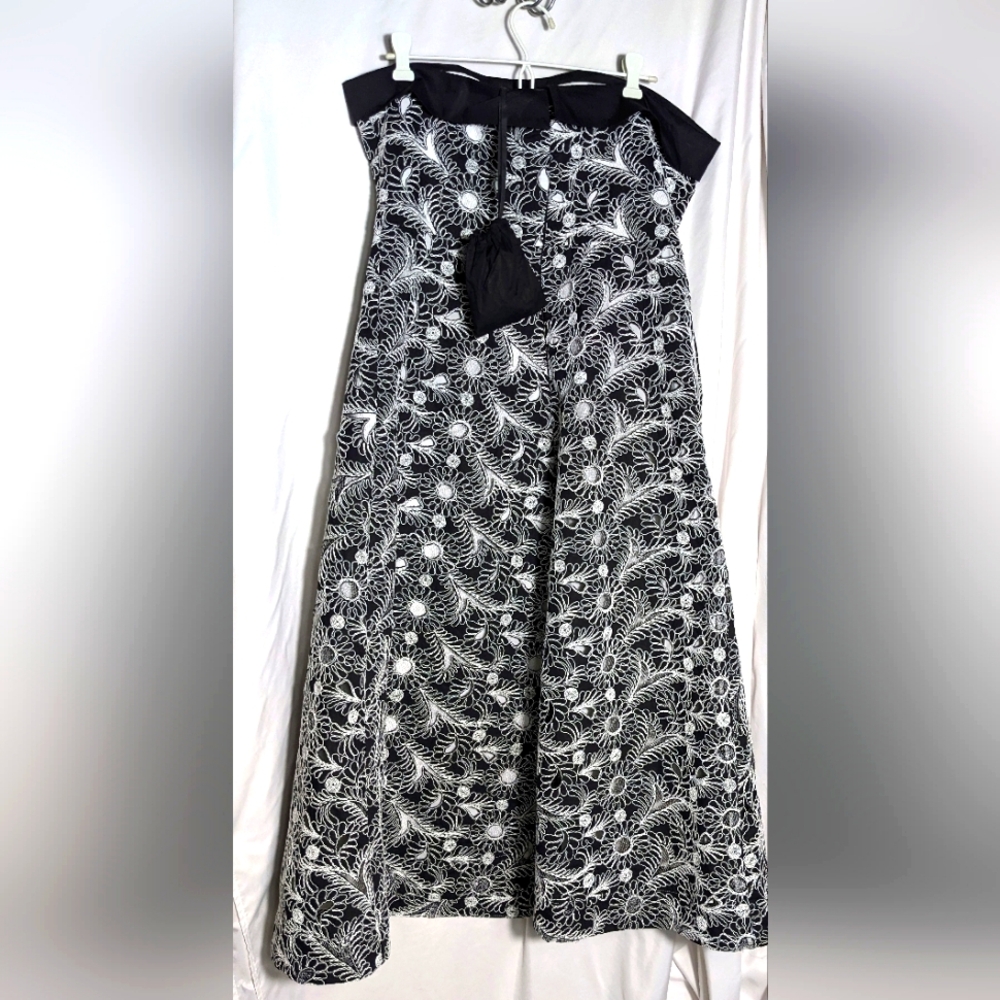 NWT Long Maeve Anthropologie Lace Cutout Formal Black &‎ White Dress| Sz 14 - Picture 3 of 15